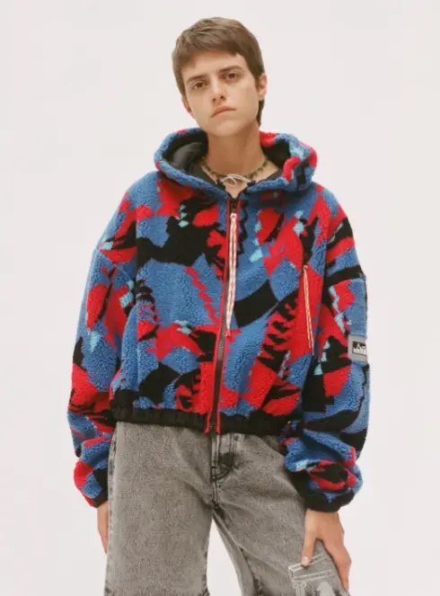 Jaqueta bomber masculina com estampa abstrata de pelo 
