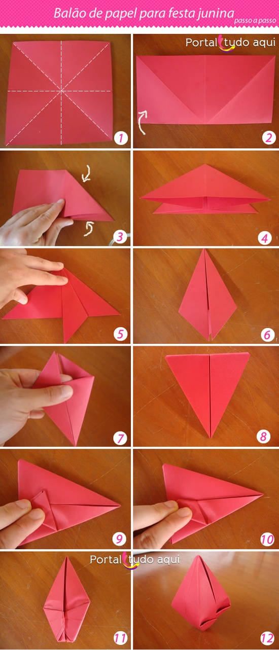 passo a passo como fazer balão de papel para festa junina