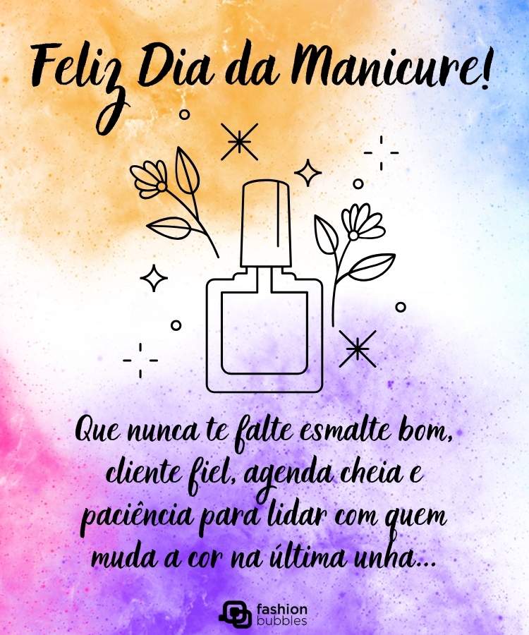 Ilustração de esmalte com mensagem de feliz Dia da Manicure