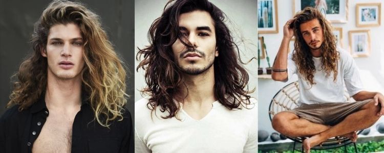 três opções de corte de cabelo masculino longo messy waves