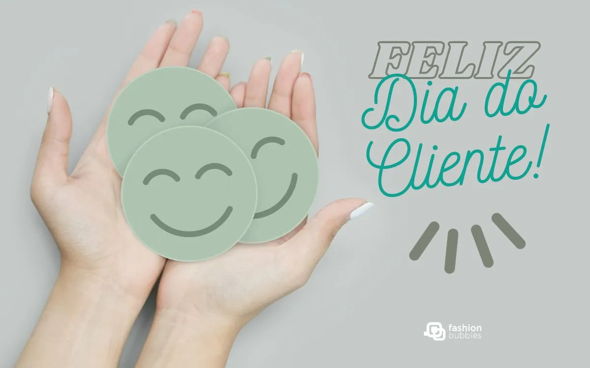 Mensagem de feliz Dia do Cliente com foto de carinhas felizes de clientes