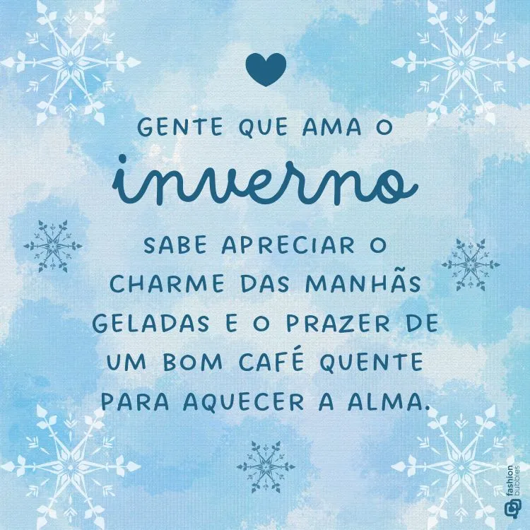 Frase de inverno escrita em fundo azul com flocos de neve