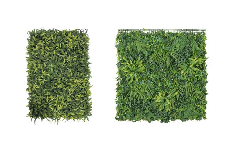 Duas opões de peça de jardim vertical artificial. 