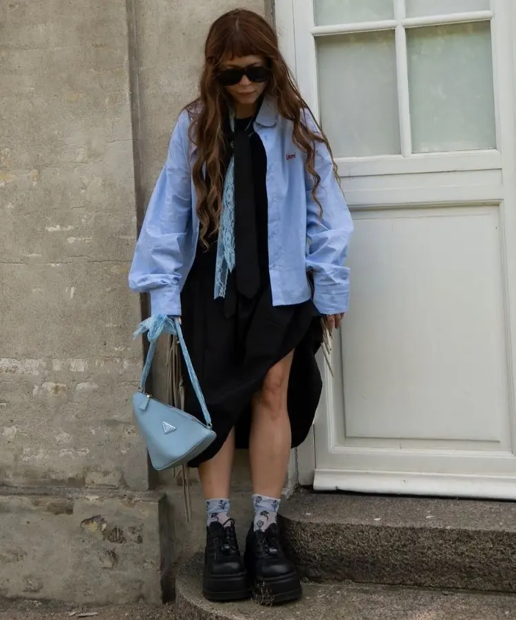 Jéssica Lobo usando alfaiataria, um dos looks das brasileiras na Copenhagen Fashion Week