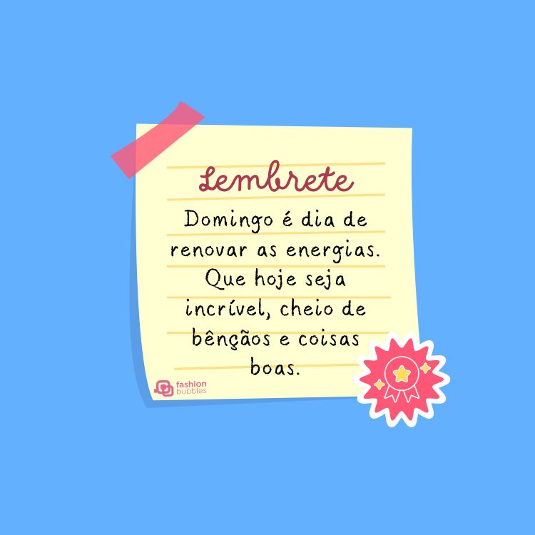 Mensagem de bom dia e feliz domingo escrita em lembrete