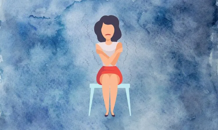 mulher em processo de luto - ilustração em fundo azul mulher em processo de luto