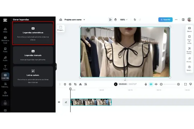 print da tela do CapCut enquanto edita vídeo de GRWM Arrume-se comigo