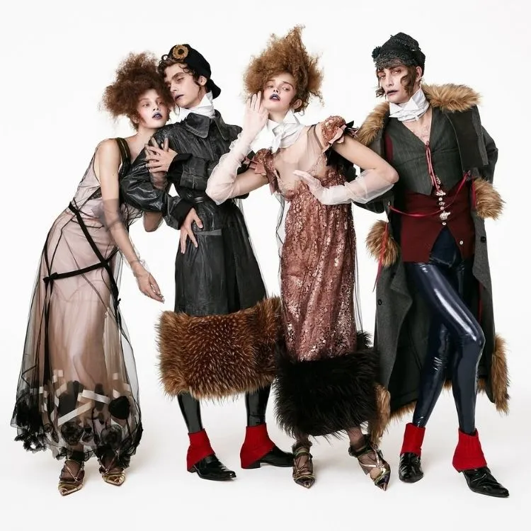 Modelos na campanha da coleção da Zara em collab com o estilista John Galliano