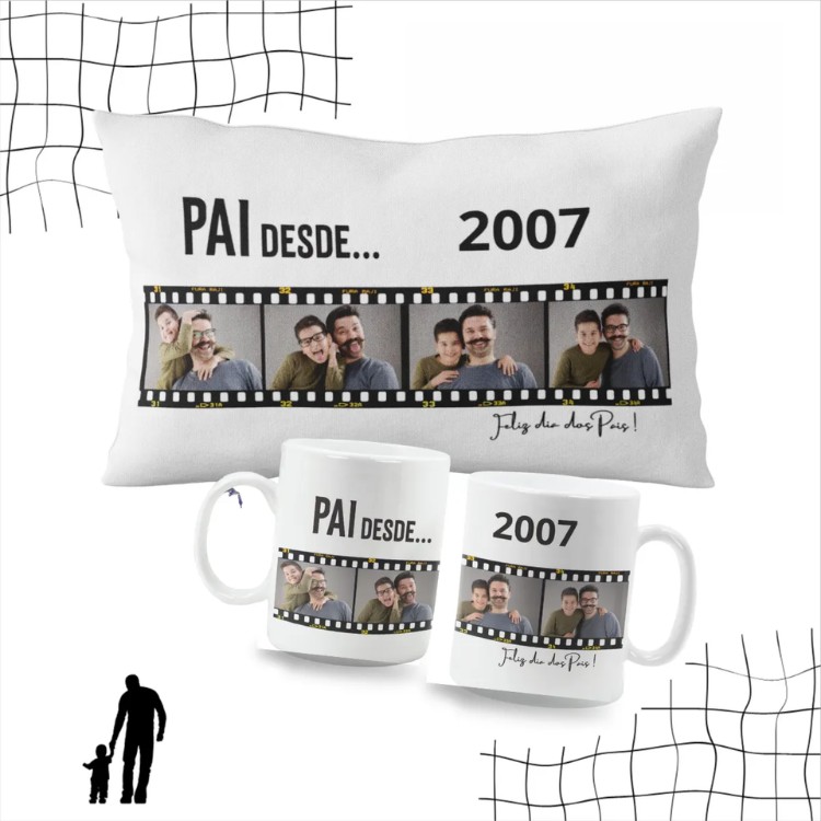 Kit Almofada E Caneca Personalizado Com Foto Dia Dos Pais
