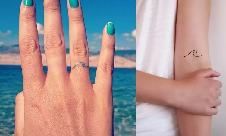 duas opções de tattoo de mar minimalista