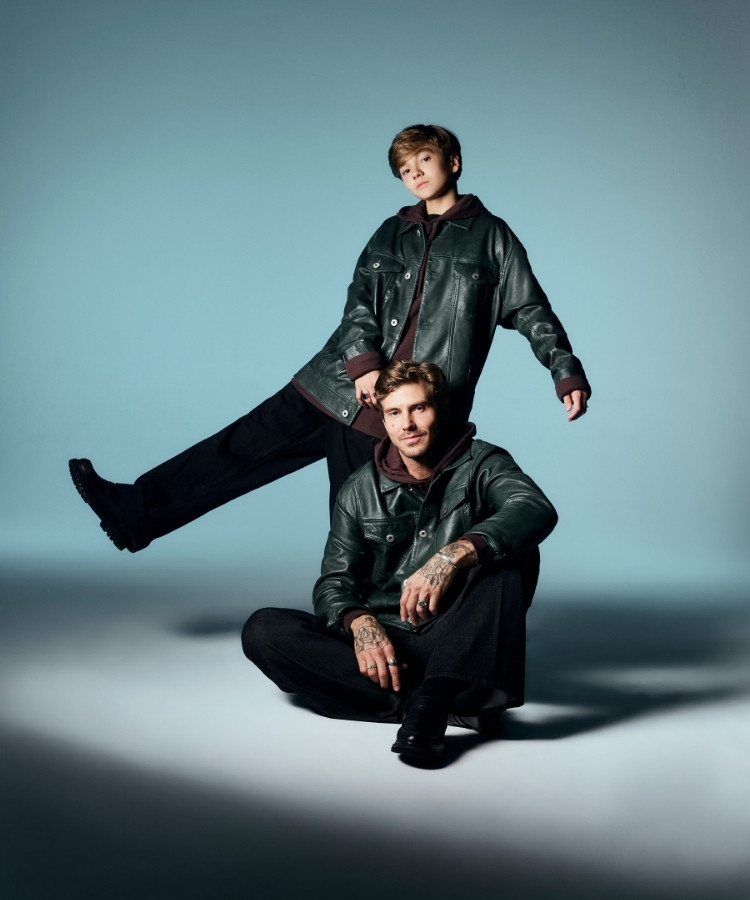 David Jensen e seu filho, Anthony, na campanha de Dia dos Pais da Ellus