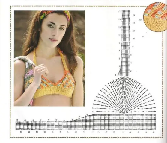 Gráfico top de crochê triângulo com tira nas costas