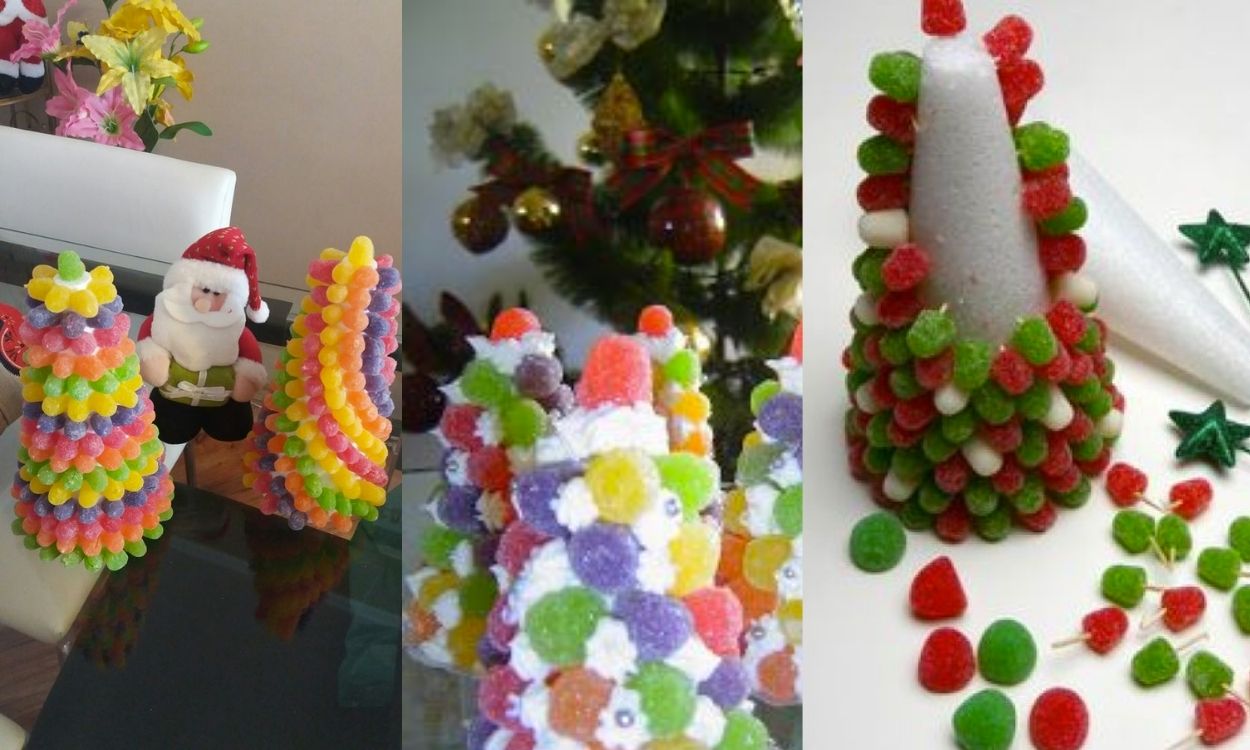 Decoração de Natal - árvore feita com jujubas