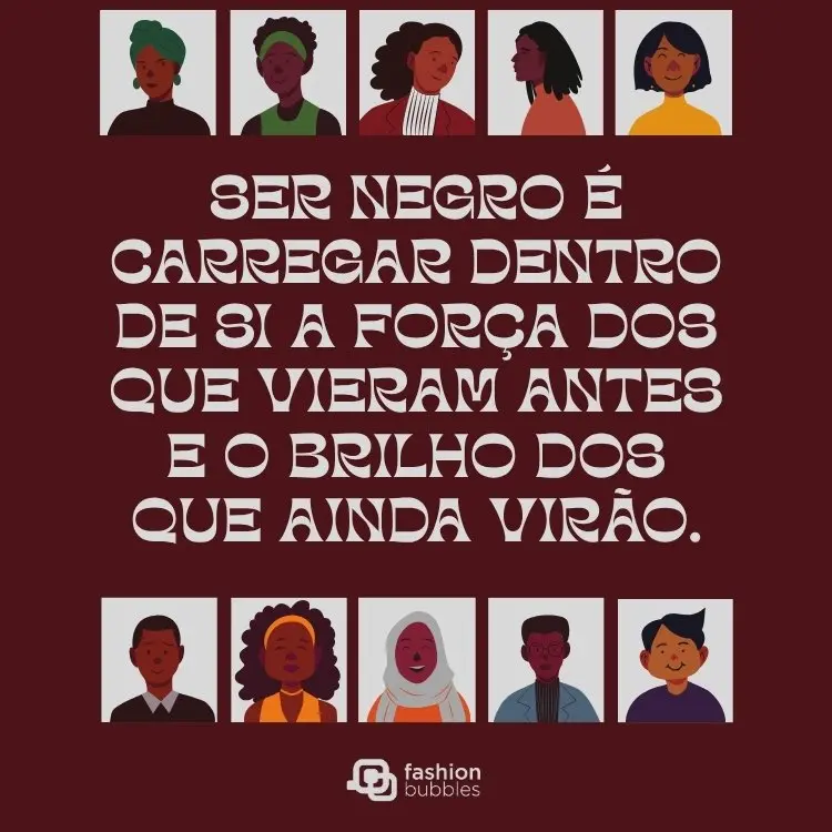 Fundo marrom com ilustração e frase bonita sobre o Dia da Consciência Negra