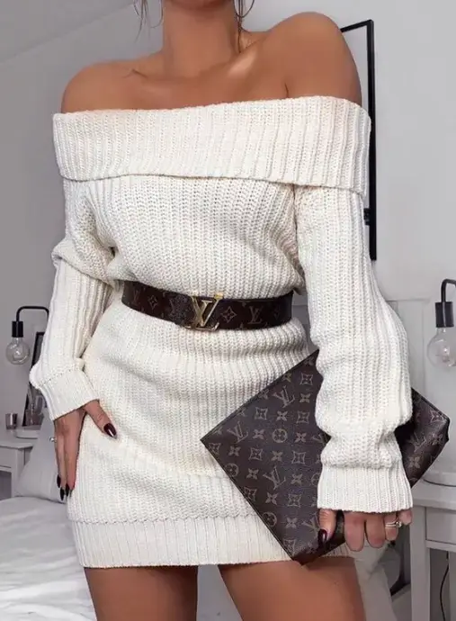 vestido tricô ciganinha com cinto