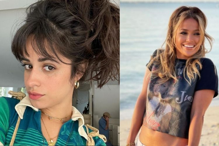 Montagem com fotos de Camila Cabello e Jennifer Lopez