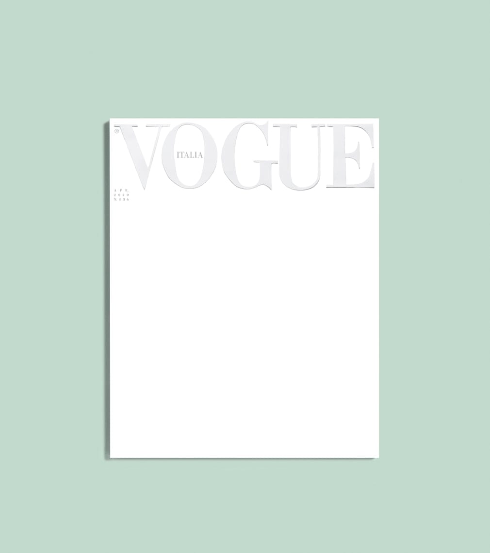 capa da revista vogue italiana apresenta imagem branca