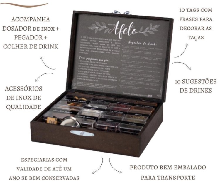 kit com especiarias e utensílios para preparo de drinks