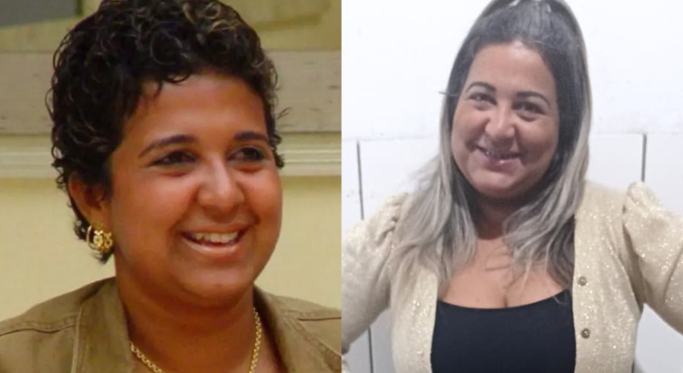 Montagem com duas fotos de Cida Santos, uma na época do BBB e outra mais atual 