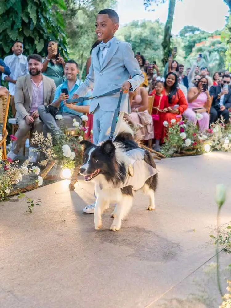Casório de Camilla de Lucas: cachorro leva as alianças