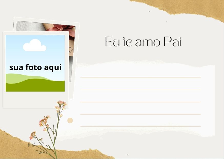 cartão para dia dos pais com fundo cinza e marrom, espaço para escrita e para foto 