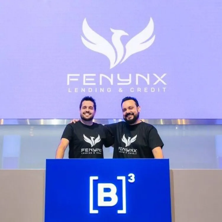 Foto do empreendedor Lucas Montanini em evento de lançamento de sua empresa Fenynx no B3