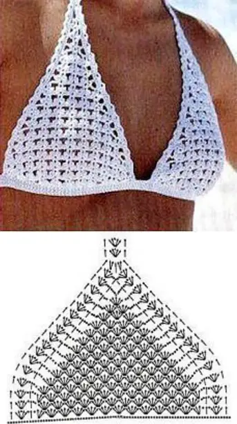 Top triângulo de crochê para biquínis
