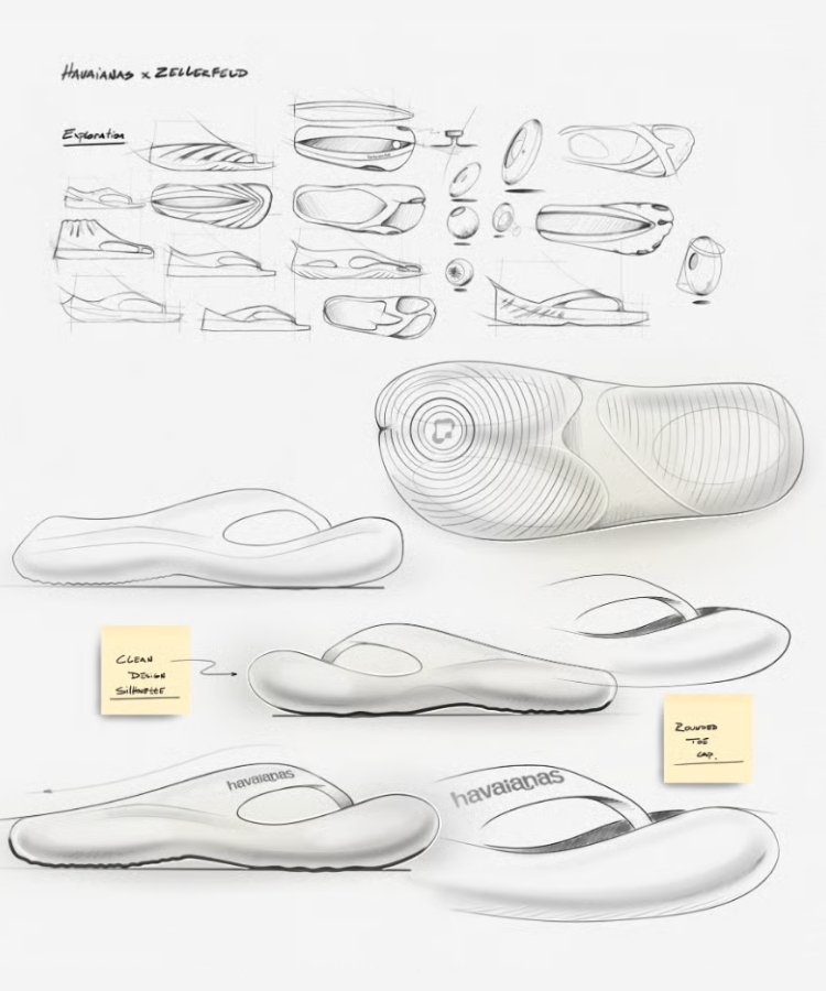 Desenho do projeto do chinelo Havaianas impresso em 3D