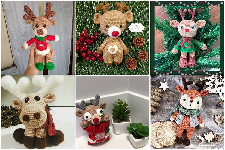 renas feitas de amigurumi