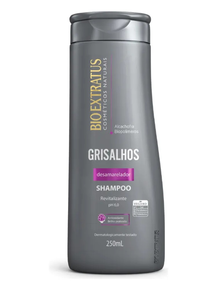 Embalagem Shampoo Desamarelador Para Cabelos Grisalhos, Bio Extratus