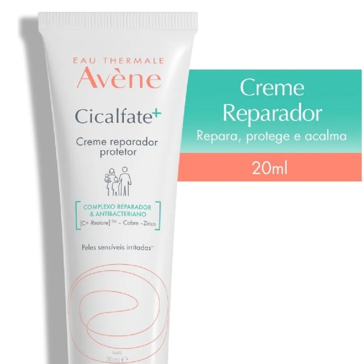 Foto de embalagem d Creme Reparador Cicalfate+, Avènee detalhes ao lado 