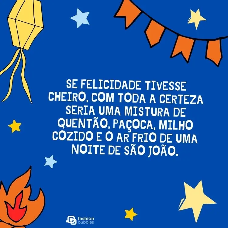 Fundo azul com frase de festa junina para compartilhar