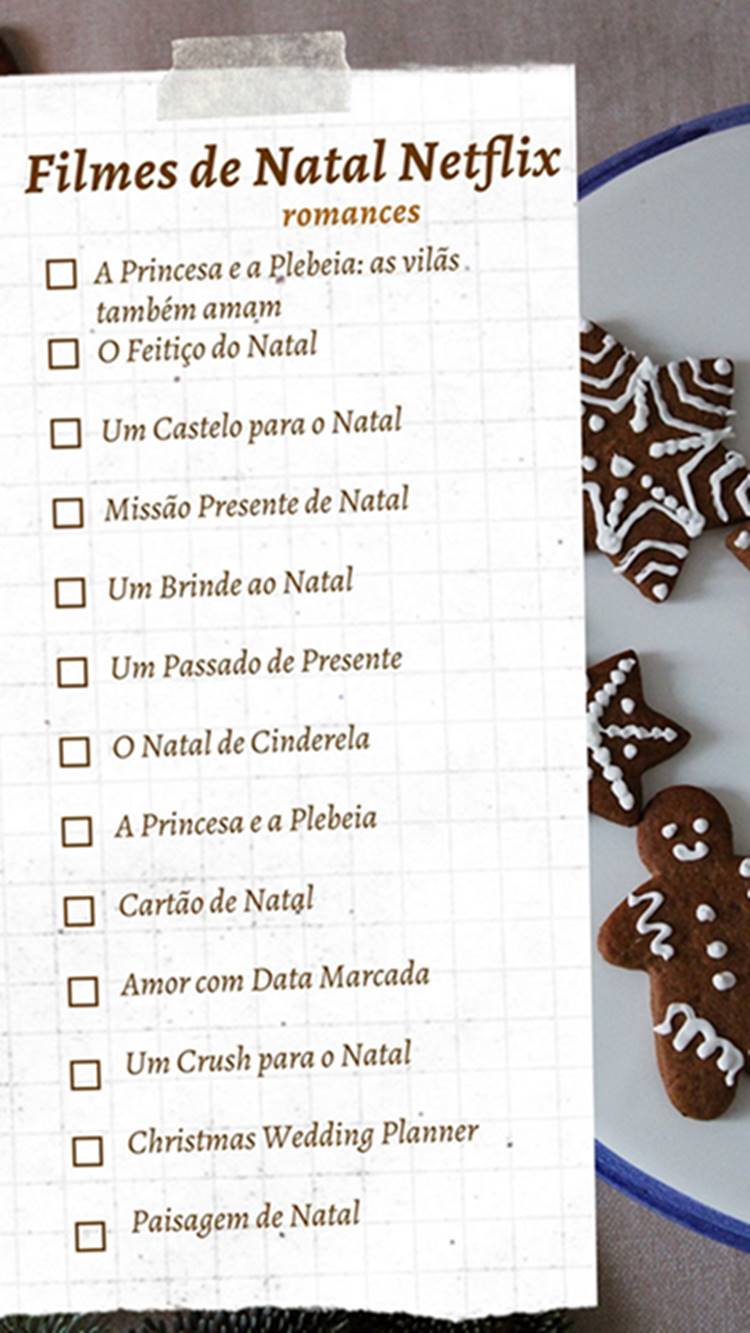 Foto de lista com os títulos natalinos da Netflix para toda a família.