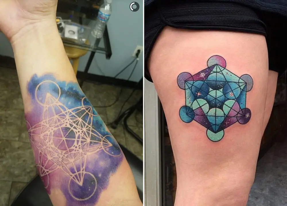 Tatuagem geométrica espacial Cubo de Metatron