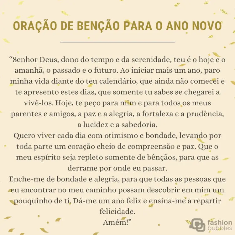 Oraação para pedir benção no Ano Novo