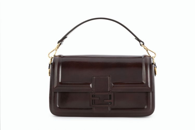 Bolsa em 100% couro marrom escuro