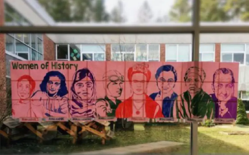 cartaz com personalidades da história das mulheres cartaz com desenhos de mulheres históricas