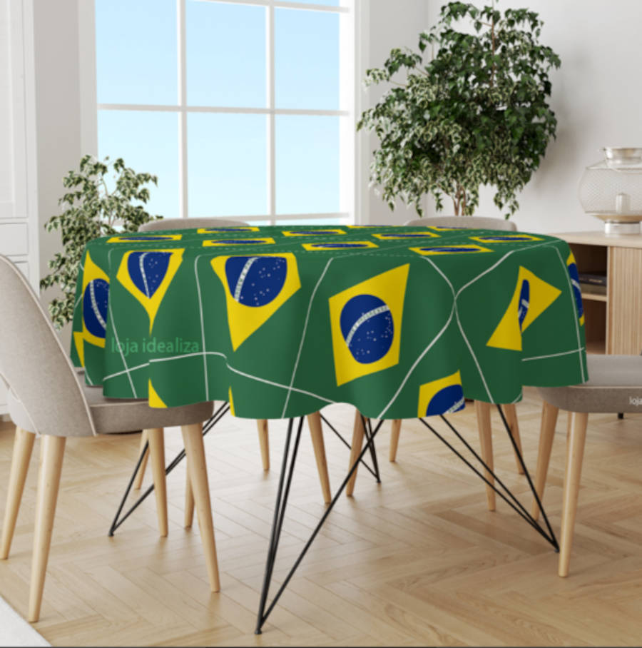 Toalha com bandeira do Brasil.