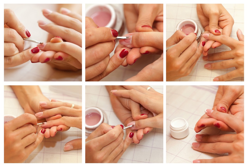 Unhas sendo cuidadas por profissional Unhas recebendo cuidados de hidratação e fortalecimento