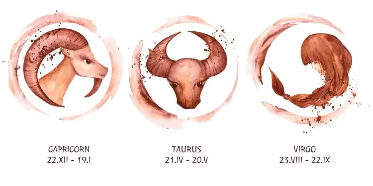 Desenho de signos de fogo em marrom aquarela