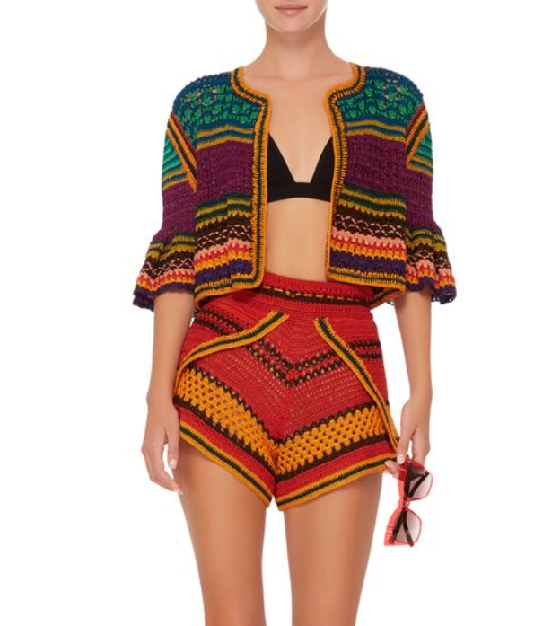 Conjunto crochê casaco e short
