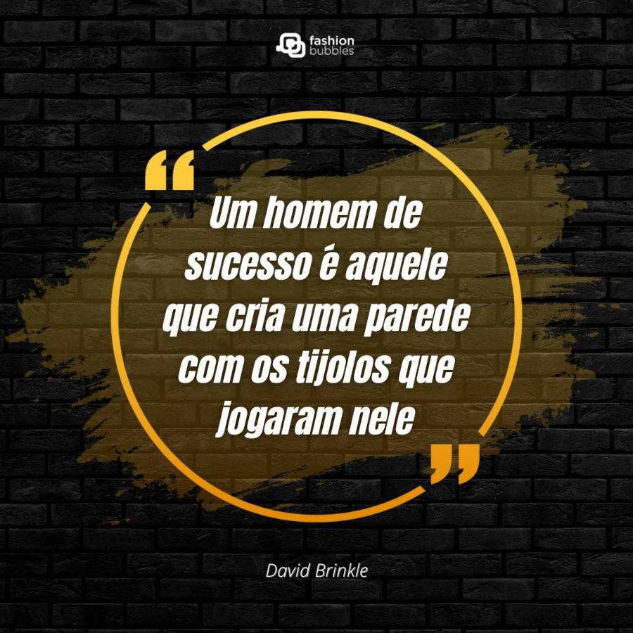 Frase sobre sucesso: "Um homem de sucesso é aquele que cria uma parede com os tijolos que jogaram nele" (David Brinkle)