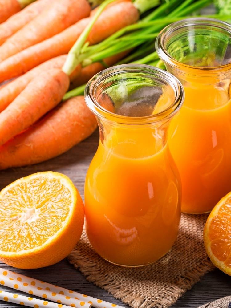 Sucos para crescer cabelo com laranja e cenoura. Laranja com cenoura.