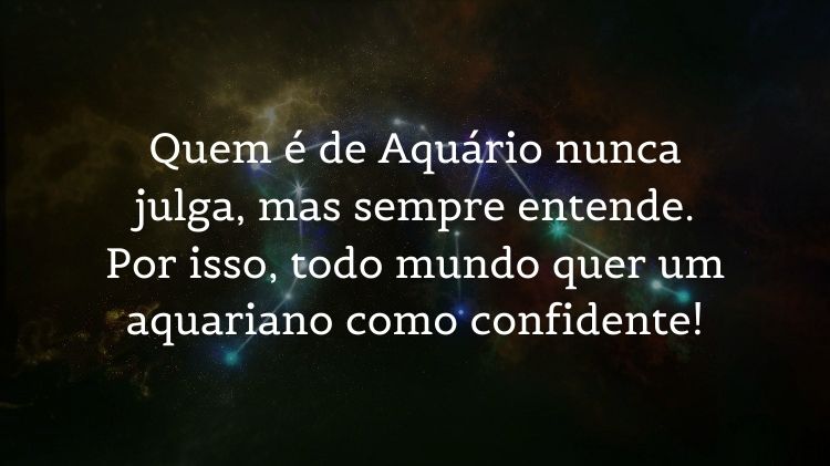 Mensagem sobre aquarianos em foto de céu estrelado