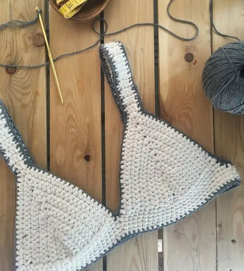 top triângulo para biquínis de crochê