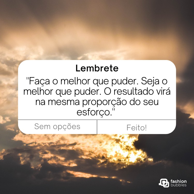 Frase em formato de lembrete com fundo de céu