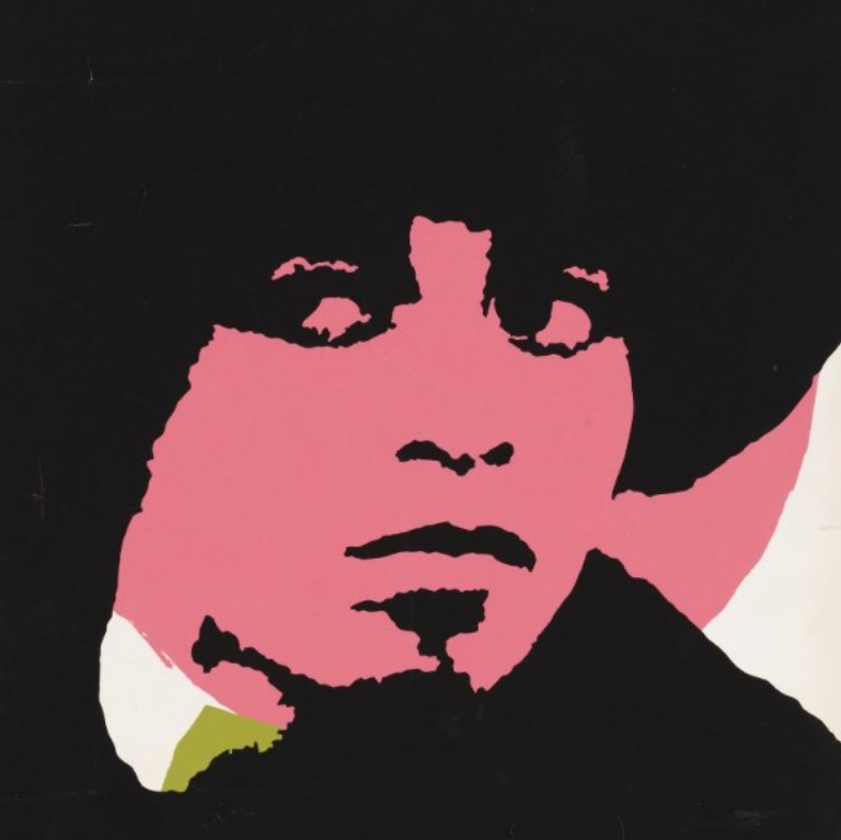 Fragmento de um poster com uma imagem de Angela Davis que pedia a libertação de presos políticos em 1971. 