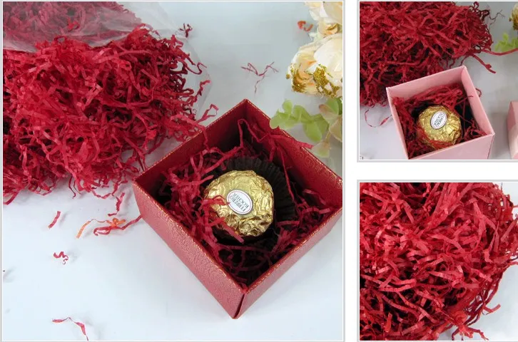 passo a passo decorando caixa de presente com ferrero rocher e papel crepom picado