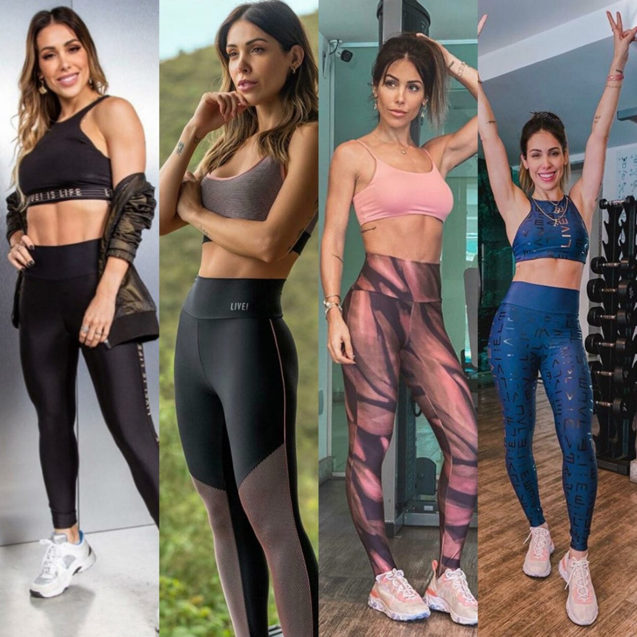 Montagem Bella Falconi com look fitness