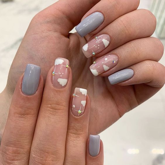 unhas quadradas, esmalte cinza unhas quadradas